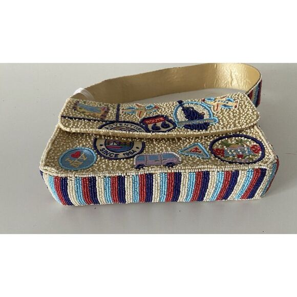 Handcrafted in India World Travel Route 66 Beaded Shoulder Bag Viral NEW - Picture 13 of 16